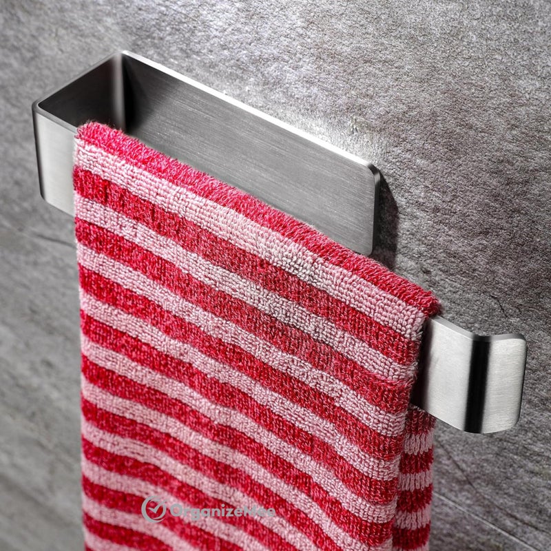 OrganizeMee Stainless Steel (Self Adhesive) Napkin & Towel Holder for Hand Basin Towels, Washbasin Bathroom Hanger, Kitchen Sink Napkin Holder Accessories Rack Stand Without Drilling Cloth Hangers - Image 1