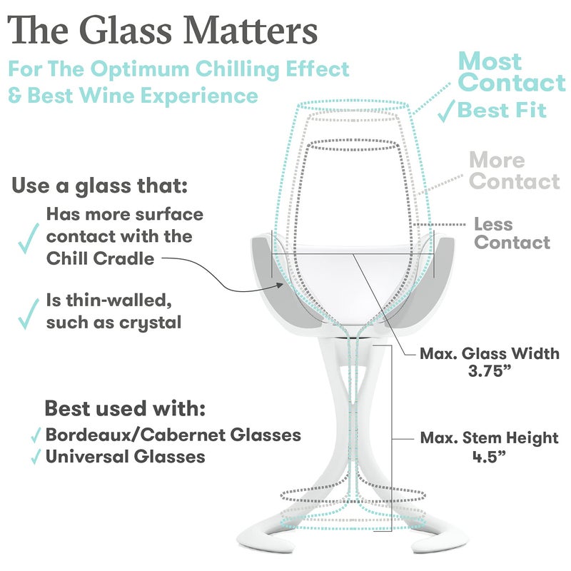 VoChill Stemmed Wine Glass Chiller | Made in USA | Radically cool wine tool â€“ keeps wine perfectly chilled in your glass | Refreezable Chill Cradle actively chills (Quartz, Single VoChill) - Image 4