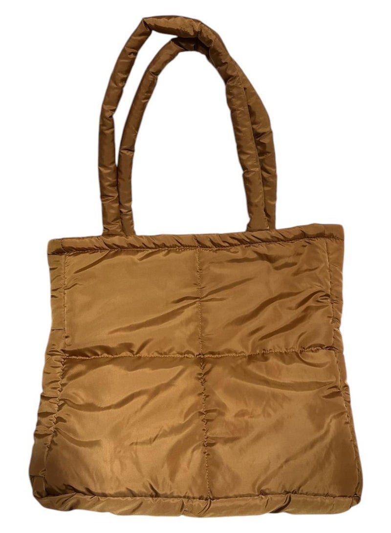 " An ideal large-sized women's shoulder bag lined with soft, water-resistant, high-quality fabric-Havana