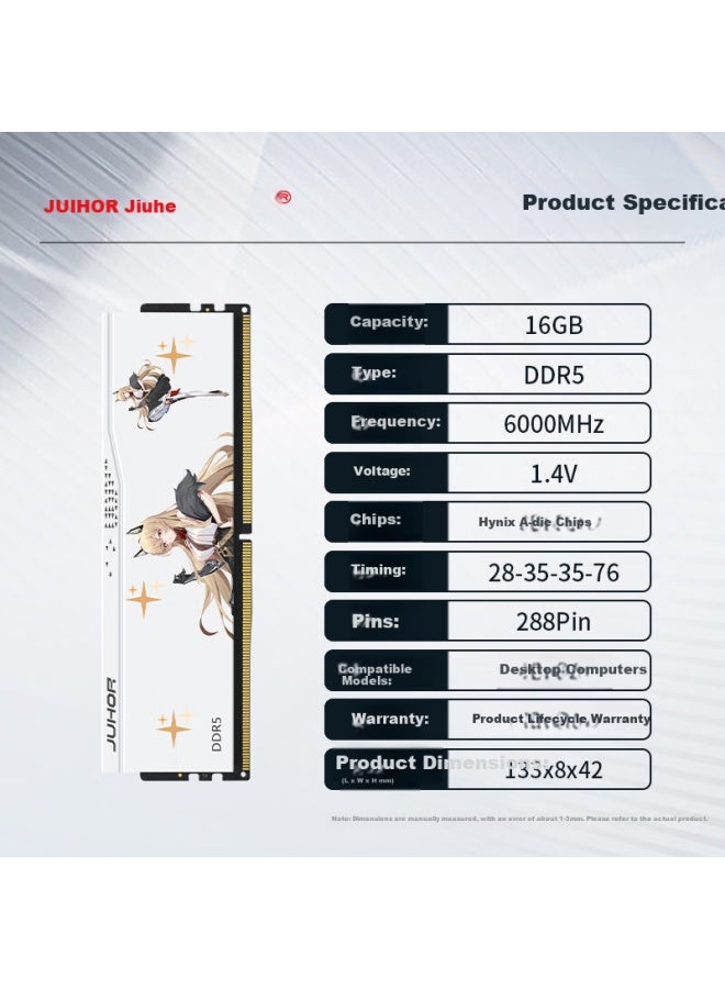 Juhor 16gb Ddr5 6000 Desktop Ram Hynix A-die Cl28 No Rgb Ai Optimized - Image 4