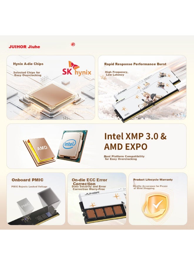 Juhor 16gb Ddr5 6000 Desktop Ram Hynix A-die Cl28 No Rgb Ai Optimized - Image 2