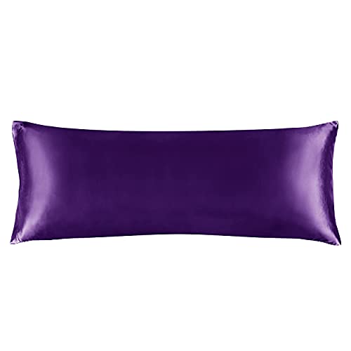 BEDELITE Satin Body Pillow Cover Super Soft and Cooling Body Pillow Pillowcase for Hair and Skin Breathable Silky Full Long Pillowcase Cover20x54 Plum Purple