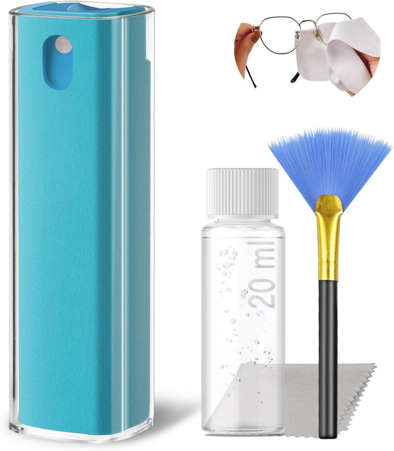 JiaTeums Laptop Screen Cleaner Spray, Electronics Touchscreen Mist Cleaning Spray for Monitor Tablet TV Tesla OLED Screen Sunglasses with Refill, Brush & Wipe Tool, Blue - Image 1