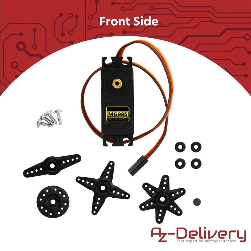 AZDelivery محرك سيرفو رقمي صغير AZDelivery MG995 لطائرات الهليكوبتر والطائرات الروبوتية المتوافقة مع Arduino يتضمن كتاب إلكتروني - Image 2
