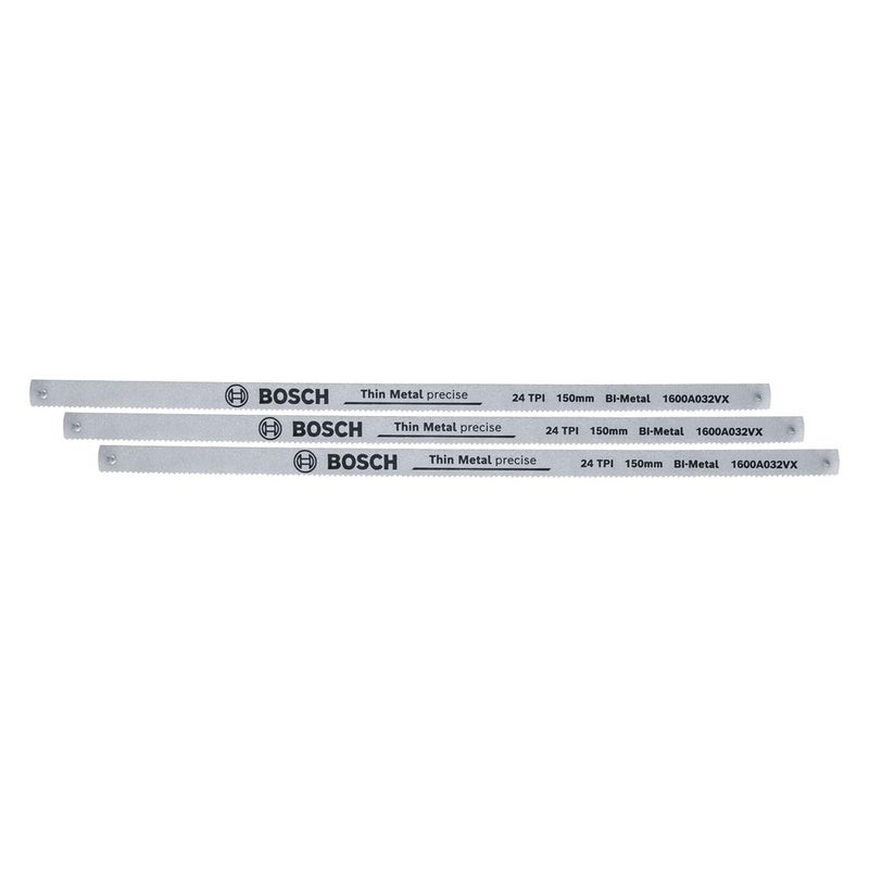BOSCH 150Mm Hacksaw Blades 24Tpi (3-Piece) Durable, Precise, And Long-Lasting For Clean Cuts In Metal, Plastic, And Soft Wood - Image 1