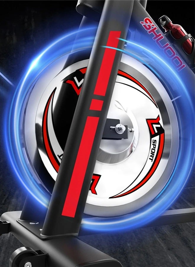 فيتنس ورلد دراجة تمارين رياضية مزودة بحامل آيباد، دراجة تدريب منزلية و لصالة الألعاب الرياضية مع شاشة LCD ومقعد احترافي - Image 3