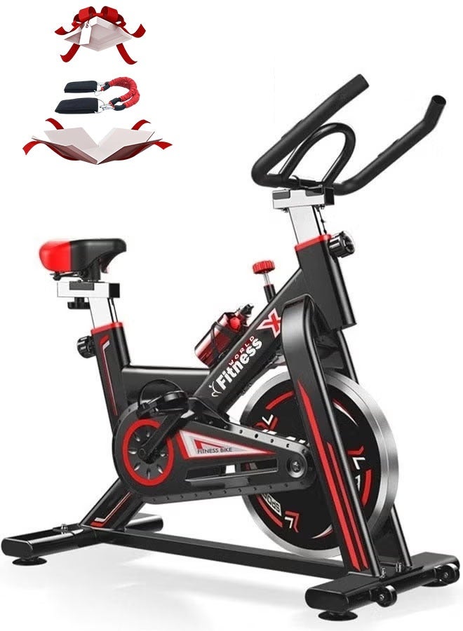 Fitness World Exercise Bike with iPad Holder, Home Gym Exercise Bike with LCD Screen and Professional Seat - Image 1