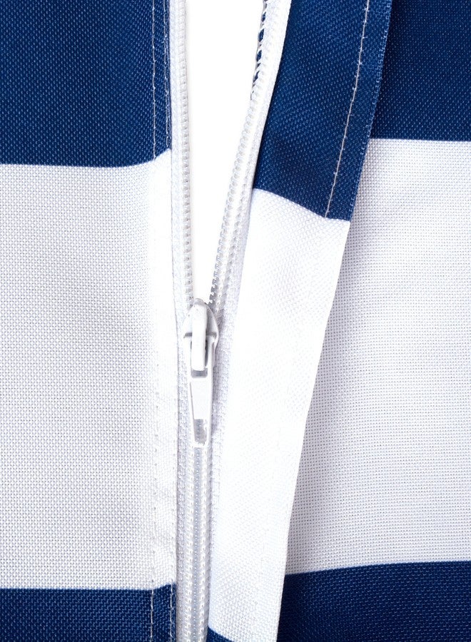 DII مجموعة طاولات DII كابانا المخططة الخارجية، مقاومة للبقع/التجاعيد ومقاومة للماء، 60x84، أزرق بحري - Image 3