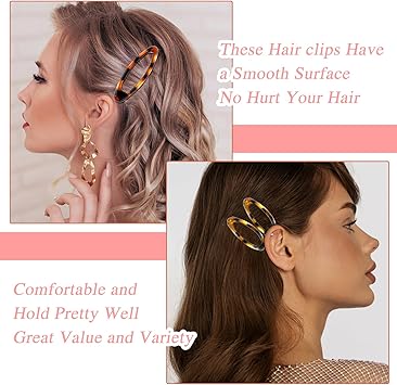 COMNICO Hair Clips 16Pcs Classic Tortoise Snap Hair Clip Non Slip for Women Girls Oval Water Drop Shape Hair Barrettes Various Sizes and Styles Vintage Hairpin Accessories for All Hair Types - Image 3