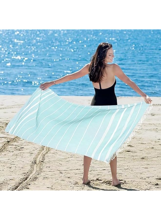 The Bros Turkish Beach Towel 35.4x71inch 100% Soft Cotton Sand Free Quick Dry Lightweight Travel Towel for Beach Gifts Accessories (Light Purple, 90x180cm) - Image 5
