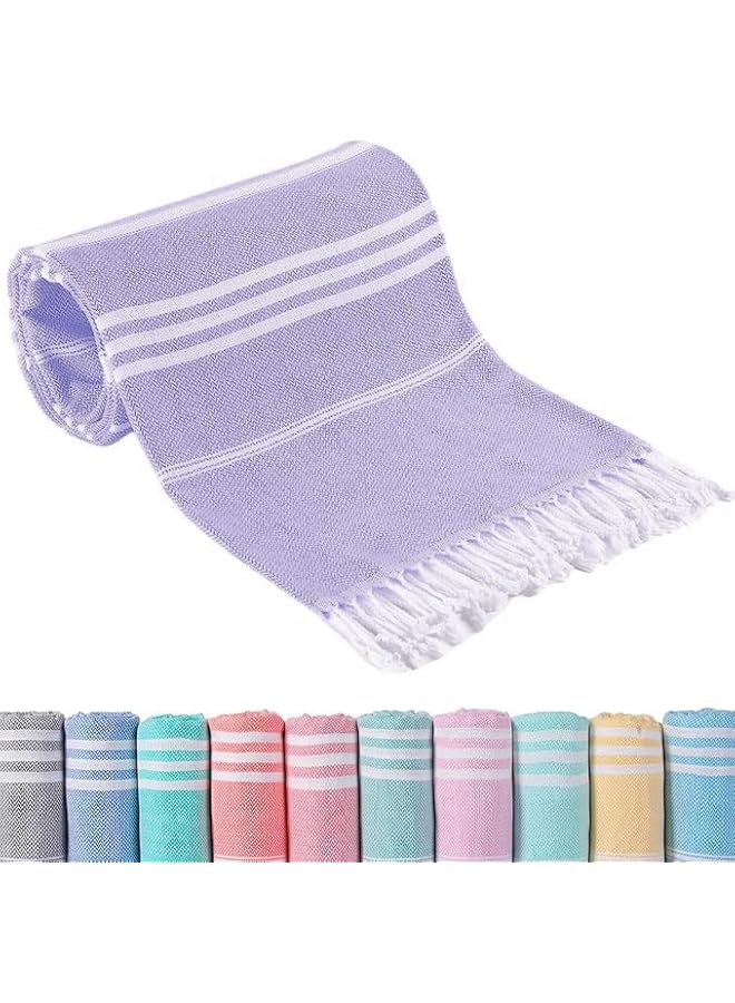 The Bros Turkish Beach Towel 35.4x71inch 100% Soft Cotton Sand Free Quick Dry Lightweight Travel Towel for Beach Gifts Accessories (Light Purple, 90x180cm) - Image 1