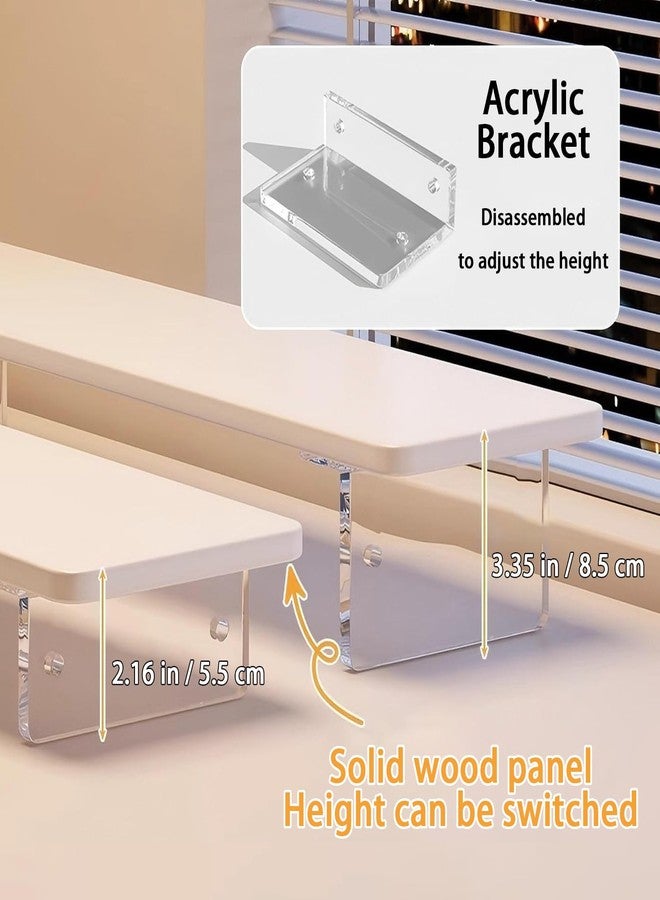 SRTFINE Monitor Stand Riser 2.16/3.34 Inch 2 Height Adjustments Acrylic Stand with Installation Tool, Desk Organizer Accessories Office Desk Storage Rack Screen/PC/Printer/Laptop Riser 7.8 x 15.7 Inch (Maple) - Image 5