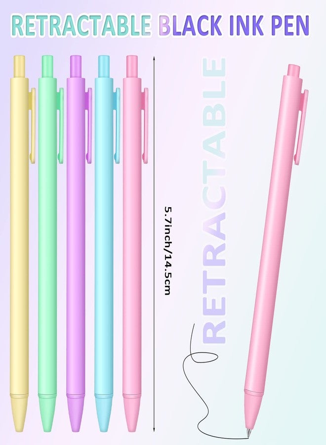 Thenshop 100 Pieces Retractable Black Gel Ink Pens 0.5mm Fine Point Writing Pens Pastel Office Supplies for Writing Journaling Taking Notes School Office - Image 2