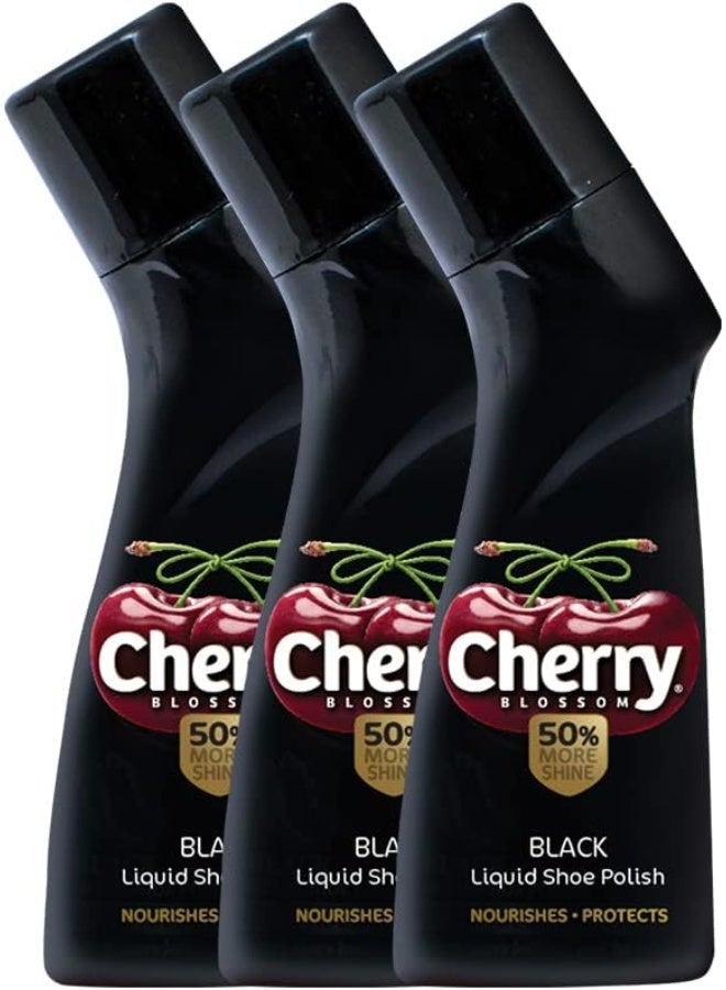 Cherry Blossom Liquid Wax Polish (Black) - 75 ml (Pack of 3) - Image 1