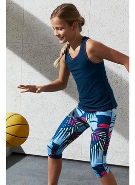 Tchibo Kids Girls 2 Pack Functional Sports Top, Blue and Navy  - Image 1
