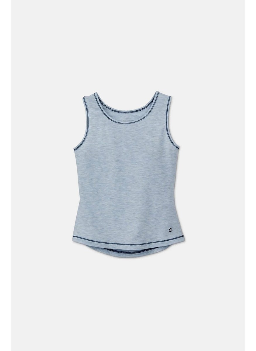 Tchibo Kids Girls 2 Pack Functional Sports Top, Blue and Navy  - Image 2