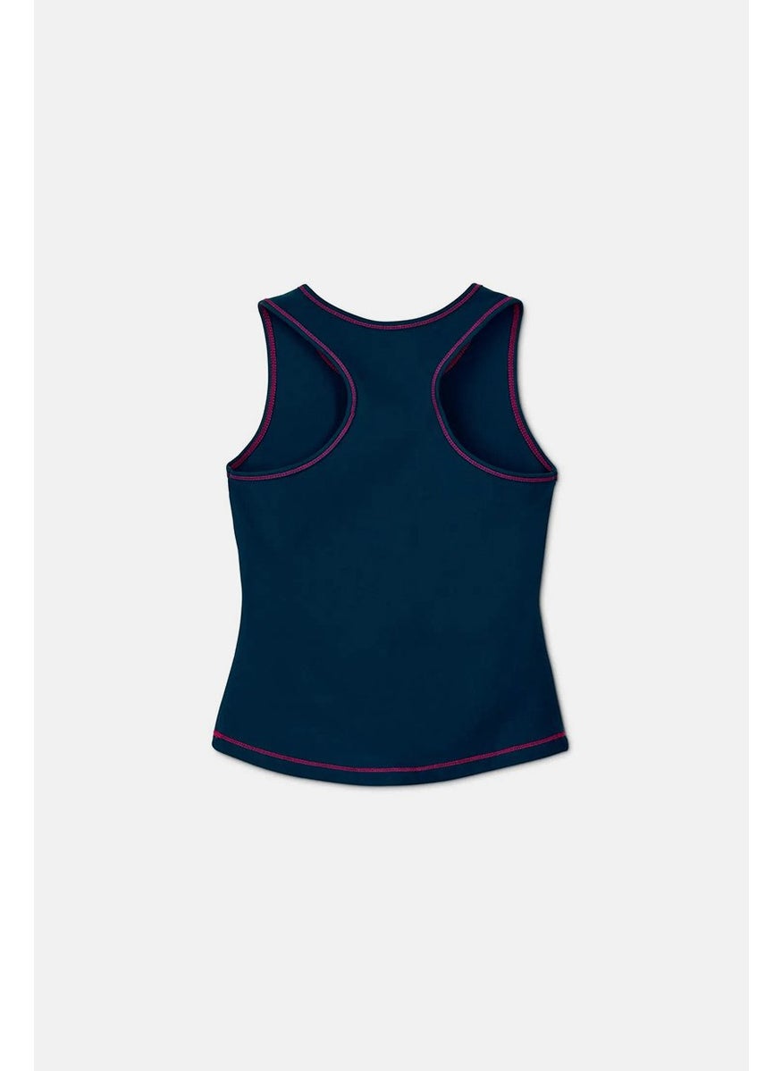 Tchibo Kids Girls 2 Pack Functional Sports Top, Blue and Navy  - Image 4