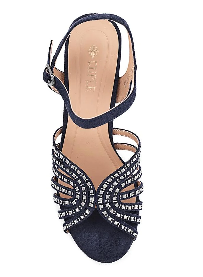 Cuple Navy Cuple Metallic Platform Heeled Sandals for Women | Best Price UAE