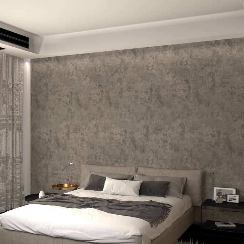 3yecao 24354 Wide Thick Light Brown Grey Concrete Wallpaper Peel and Stick 3D Distressed Faux Vinyl Wrap Industrial Cement Contact Paper Matte Textured Wall Sticker for Gym Bathroom Bedroom Walls