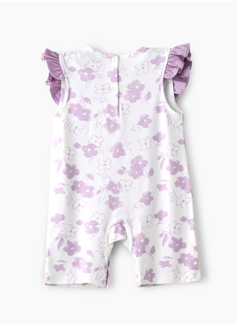 Tiny Hug Floral Ruffle Trim Onesie for Babies  - Image 2