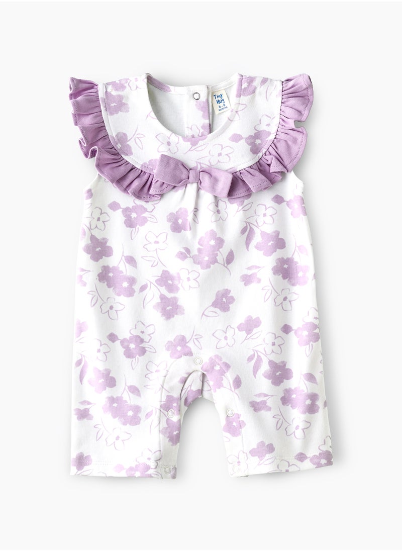 Tiny Hug Floral Ruffle Trim Onesie for Babies  - Image 1