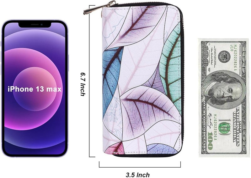 HAWEE Cellphone Wallet for Women Dual Zipper Long Purse with Removable Wristlet - Image 5