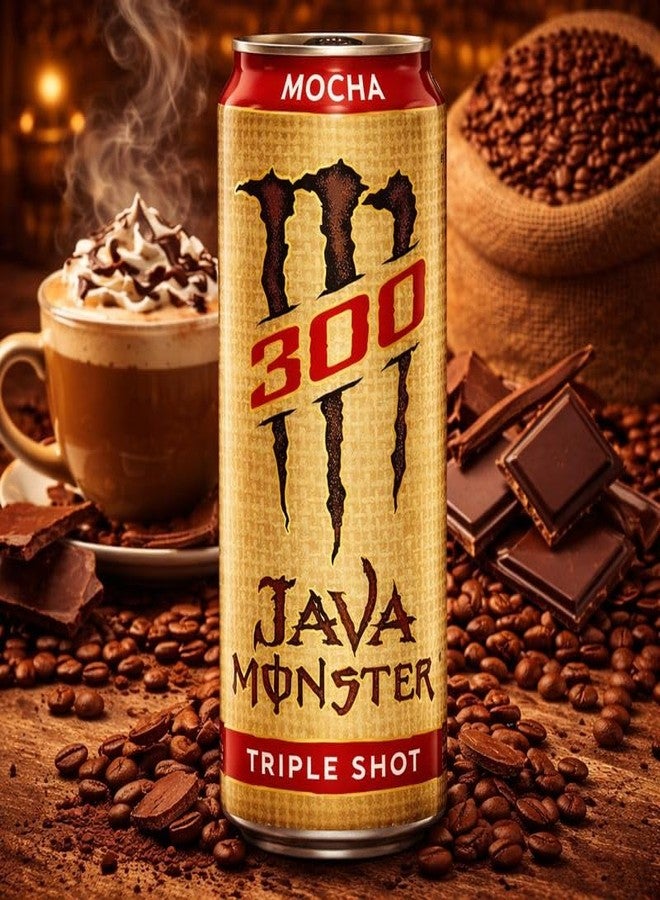 Monster Java 300 Triple Shot Mocha Coffee Drink (Pack Of 6) - 443ml Can By COUGAR | High Caffeine Energy | Rich Mocha Coffee with Chocolate Notes | Ready to Drink Energy Beverage | Boost, Focus & Performance - (Imported-USA) - Image 4