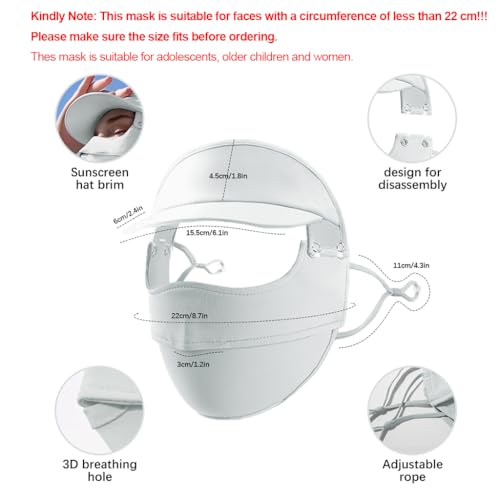 PALAY Full Face Sun Mask for Women, UPF 50+ Face Cover with Detachable Brim, Reusable Summer Cooling Face Mask for Cycling, Golfing (Green - Full Face) - Image 2