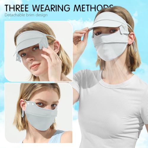 PALAY Full Face Sun Mask for Women, UPF 50+ Face Cover with Detachable Brim, Reusable Summer Cooling Face Mask for Cycling, Golfing (Green - Full Face) - Image 3