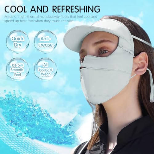 PALAY Full Face Sun Mask for Women, UPF 50+ Face Cover with Detachable Brim, Reusable Summer Cooling Face Mask for Cycling, Golfing (Green - Full Face) - Image 4