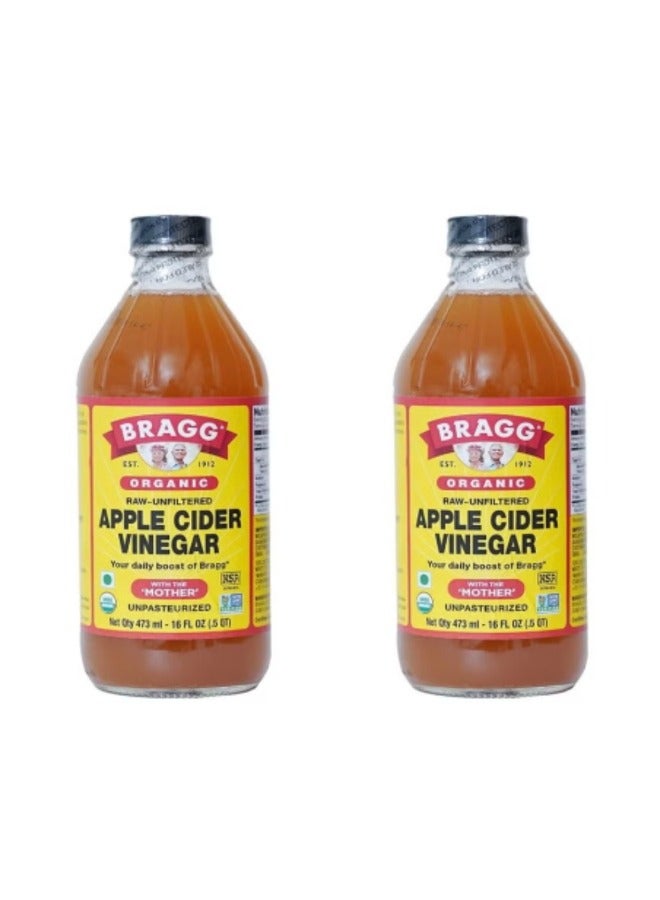 Bragg PACK OF 2 Organic Raw Apple Cider Vinegar Health Supplement 473Ml - Image 1