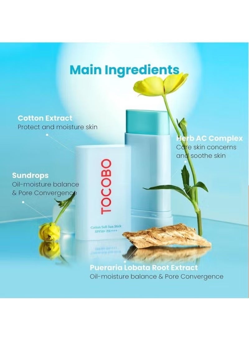 Tocobo Cotton Soft Sun Stick SPF50+ PA++ – Lightweight Sunscreen Stick for Face – Hydrating Formula, Non-Greasy, No White Cast – Ideal for Everyday Use - Image 4