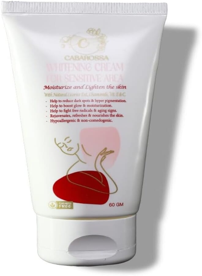 Whitening Cream For Sensitive Areas - Moisturizing & Lightening Formula with Licorice, Chamomile, Vitamin E & C – Reduces Dark Spots & Hyperpigmentation – 60g