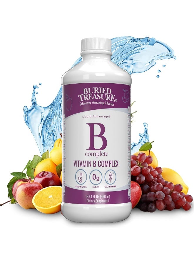 Buried Treasure B Complete - 16 Fl oz, All 8 B Vitamins with Methylated B12 & Methylfolate, Biotin, B1, B2, B6, Antioxidant Support, Liquid & Sugar-Free, B complex vitamins for Women & Men. - Image 1