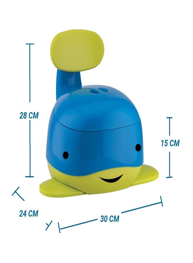 نابيا مقعد تدريب على استخدام المرحاض من نابيا على شكل حوت، مزود بغطاء قابل للإغلاق وحاوية نفايات قابلة للإزالة ودعامة للظهر، حجم صغير (للأطفال من 6 إلى 18 شهرًا) (أزرق) - Image 3
