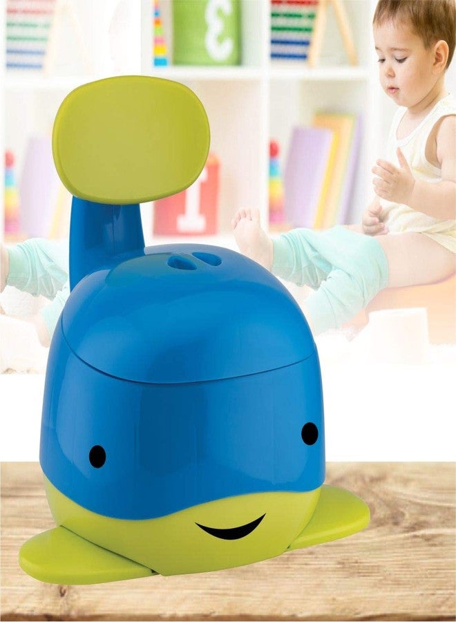 نابيا مقعد تدريب على استخدام المرحاض من نابيا على شكل حوت، مزود بغطاء قابل للإغلاق وحاوية نفايات قابلة للإزالة ودعامة للظهر، حجم صغير (للأطفال من 6 إلى 18 شهرًا) (أزرق) - Image 2