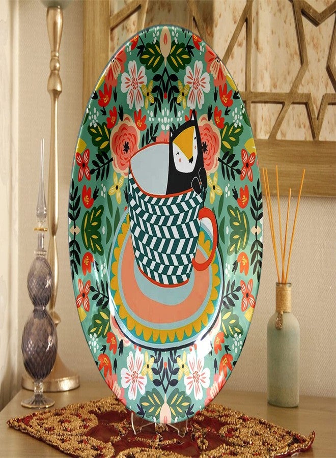 JIKRAA® Amazing Art Ceramic Decorative Wall Plate/Table Top Plate with Stand and Hook for Hotel, Cafe, Home and Office - Design 10 (10 Inch) - Image 3