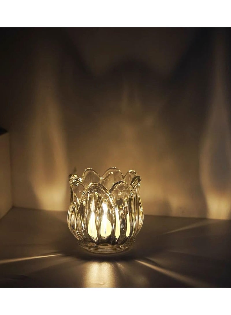LED Night Lights Electronic Candle Shape Honeycomb Crystal Table Lamp for Wedding Room Christmas Decor Romantic Atmosphere Lighting - 2 Pieces  - Image 3