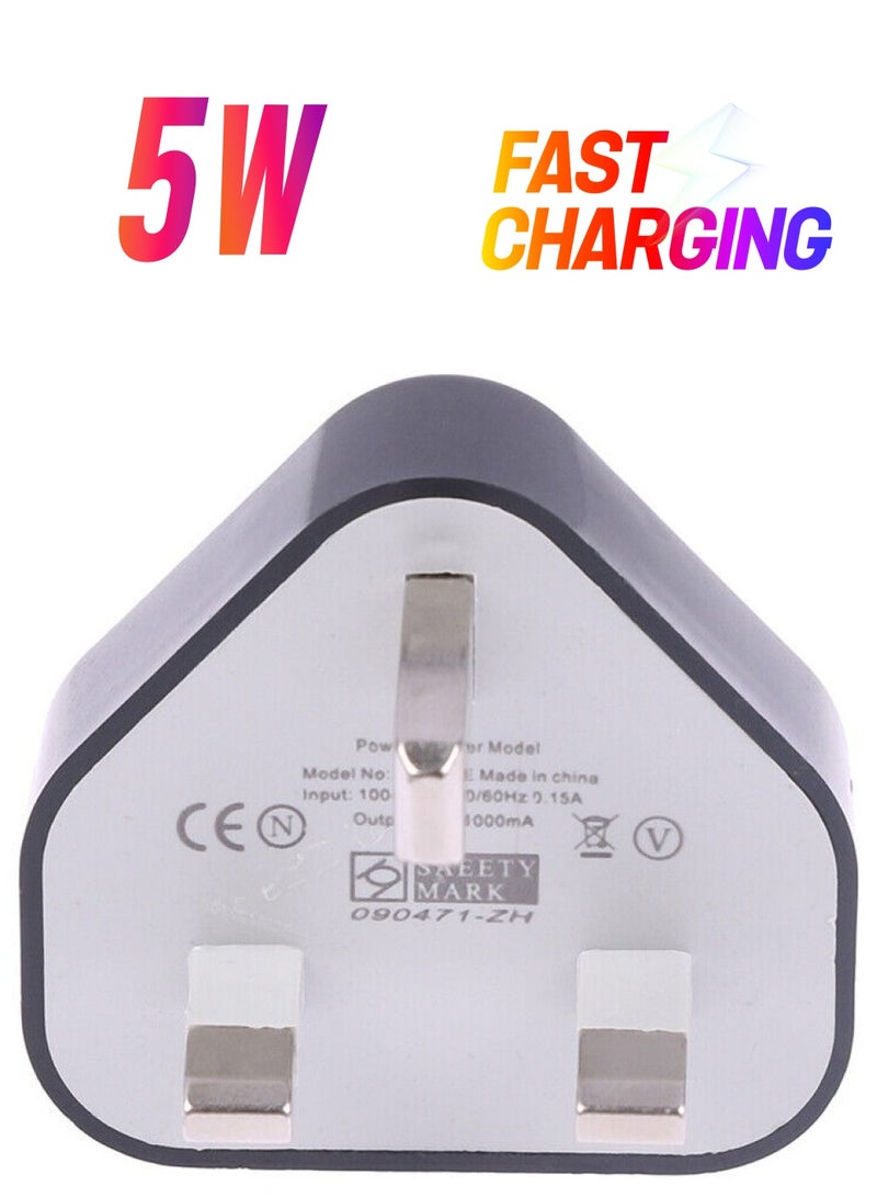3 Pin Plug USB Mains Charger Adapter,  Fast Speed Universal Travel USB Wall Charger for iPhone,iPad, iPod and Samsung Galaxy Tab, HTC, Tablet & USB Socket Devices  - Image 1