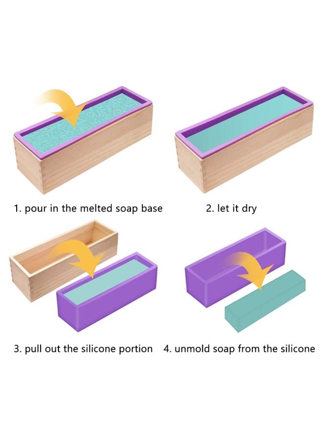YGEOMER - 2Pieces 42Oz Silicone Soap Mold For Soap Making Rectangular Loaf Soap Mold With Wooden Boxes 2 Cutters And 100Pieces Bags - Image 1