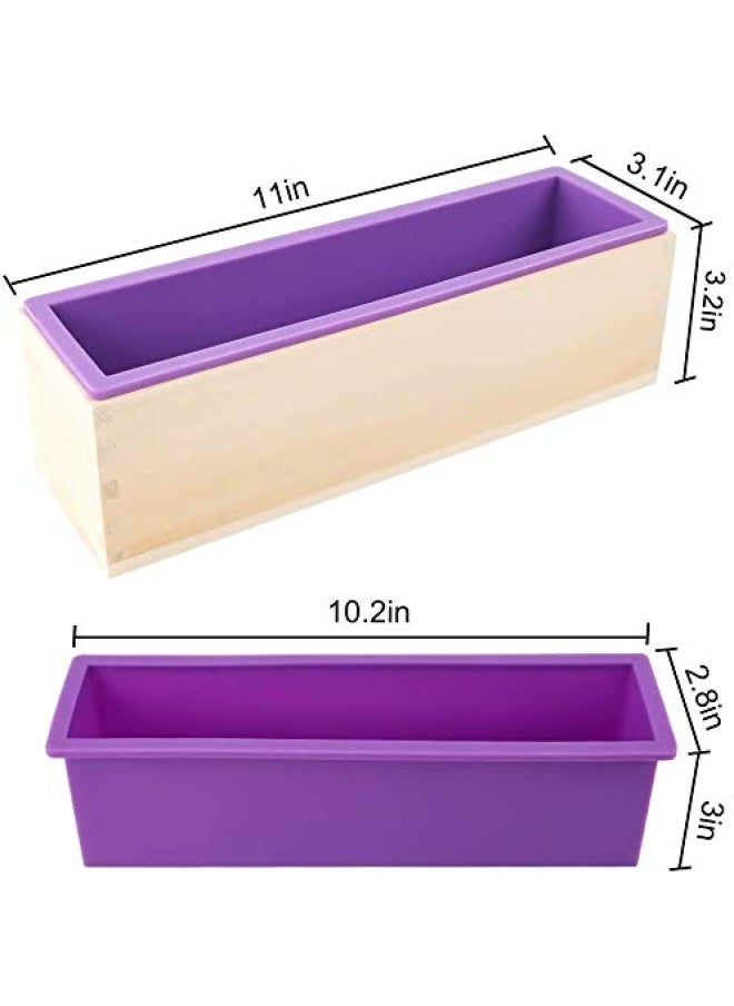 YGEOMER - 2Pieces 42Oz Silicone Soap Mold For Soap Making Rectangular Loaf Soap Mold With Wooden Boxes 2 Cutters And 100Pieces Bags - Image 1