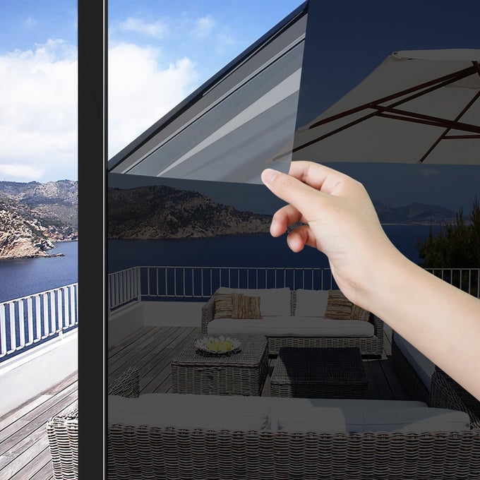 CONCUST THICKENED WINDOW FILM PRIVACY ONE WAY WINDOW FILM MIRROR WINDOW TINT FOR HOME REFLECTIVE ANTI UV STATIC CLING WINDOW STICKER FOR SKYLIGHT OFFICE BLACK SILVER 2362 INCH X 131 FEET