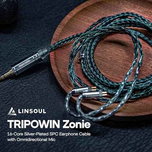 Linsoul كابل Linsoul Tripowin Zonie IEM، 16 نواة مطلية بالفضة، كابلات سماعات الأذن المحسنة، 1.25م كابل مراقبة داخل الأذن SPC لـ KZ ZS10 PRO 2 AS10 PRO Tangzu Wan’er SIMGOT EM6L (2 دبوس مغمور، 4.4 مم) (موس) - Image 2