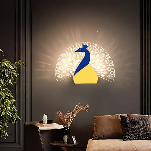 Lamp master Nova Peacock Wall Light for Home Decor | LED Acrylic Decorative Wall Lamp | 3 in 1 Light for Bedroom, Living Room, Kids Room, Bathroom, Perfect for Gifts | 25 Cm | Pack of 1 - Image 1