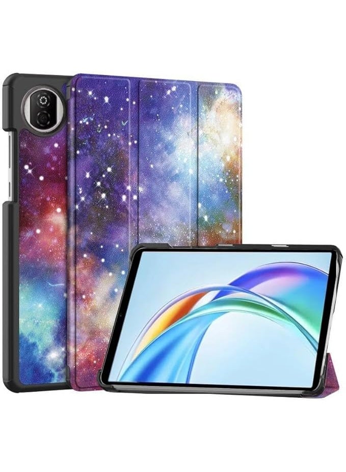 VKL Leather Case Compatible with Honor Pad X7 8.7 Inch 2025, Lightweight Hard Shell Folio Slim Protective Cover with Multi-Angle Stand and Auto Wake/Sleep Up (Galaxy)