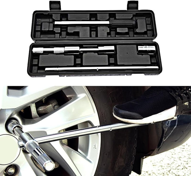 مجموعة مفتاح عجل رباعي الاتجاه مع صندوق تخزين ومقابس قياسية 17 19 21 23 مم - Image 3