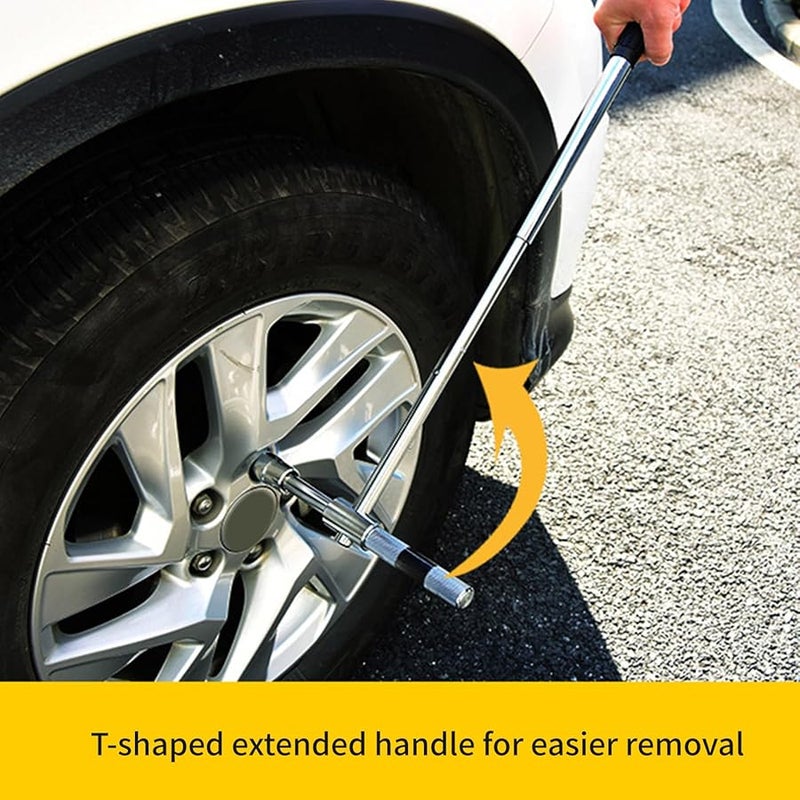 مجموعة مفتاح عجل رباعي الاتجاه مع صندوق تخزين ومقابس قياسية 17 19 21 23 مم - Image 4