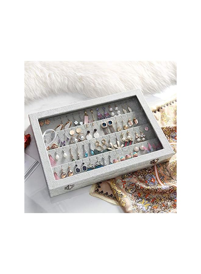 Yolu Clear Lid Earring Box Storage, Girls Women Jewelry Box Organizer for Earrings, Rings, Necklaces, Cufflink, Pendants - Image 1