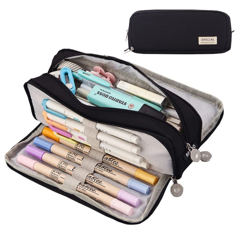 EHOPE Large Capacity Pencil Case Big Capacity Pouch Portable Large Storage Pen Case Pencil Bag for Office Travel Holder Box (Balck) - Image 1