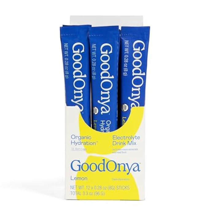GOODONYA Organic Hydration Electrolyte Drink Mix, Certified Organic Hydration Powder, Non-GMO, Biochecked Glyphosate Free, Low Sugar, Lemonade Flavor, No Artificial Flavors,12 Stick Packs - Image 3